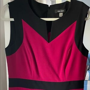 Nine West Modern Muse Stretch Ruby Pink/Black Dress size 12, new with tags!